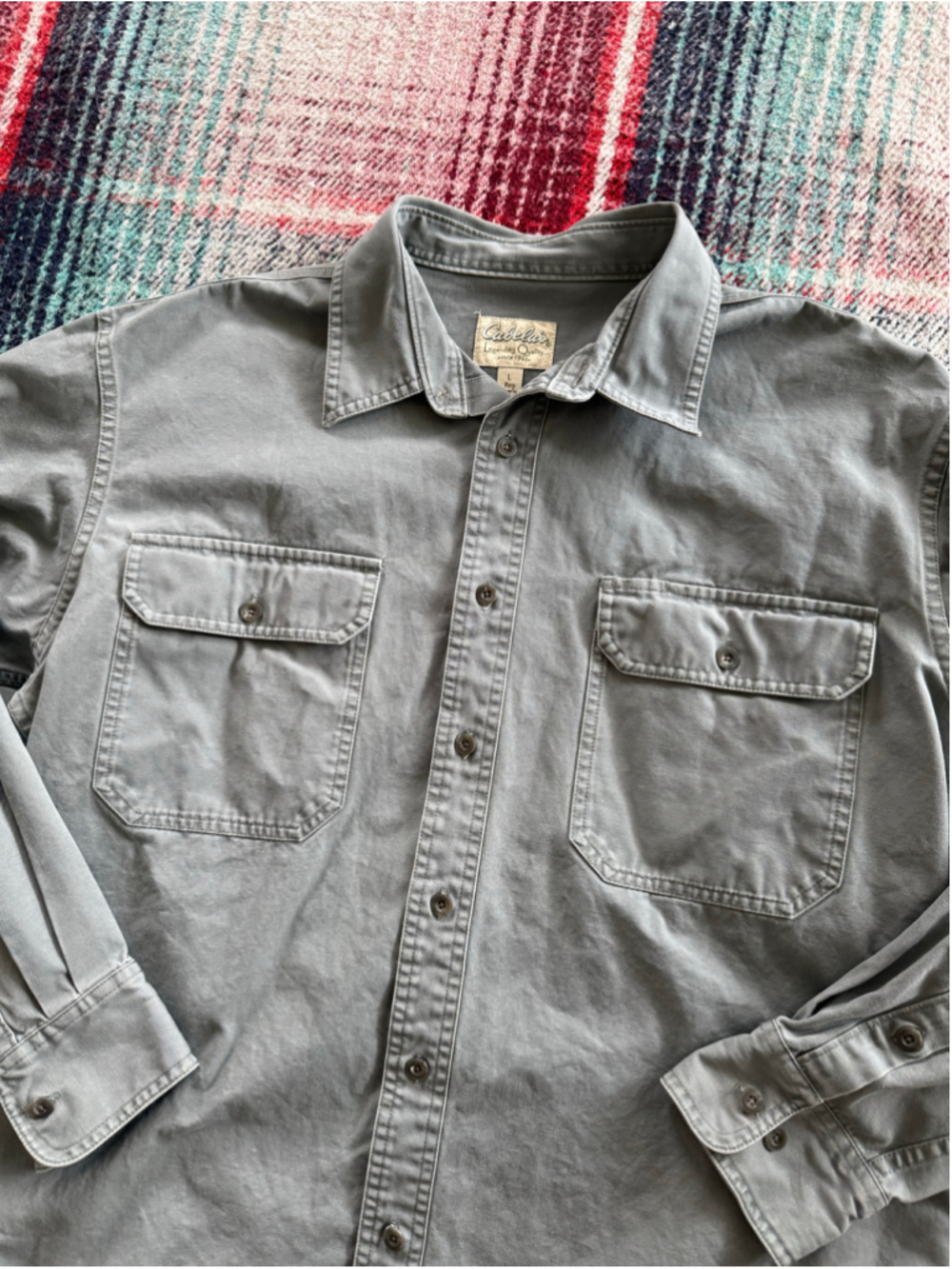 Vintage Cabela’s Gray Twill Workshirt L